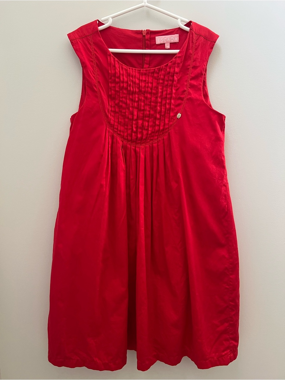 Escada Girls' Vibrant Red Sleeveless Pintuck Dress